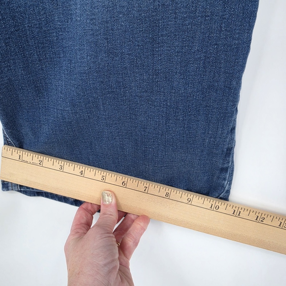 J. Jill Denim Wide Leg Crop Jeans Sz 14 Blue High Rise Button Fly Stretch Pocket - Picture 11 of 15